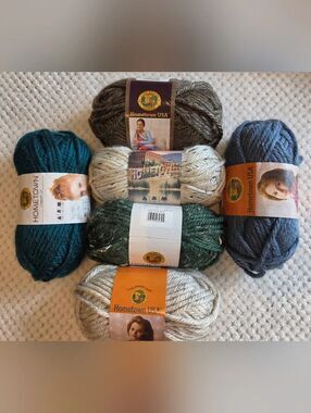 LION BRAND HOMETOEN YARN LOT OF 6 SKEINS
